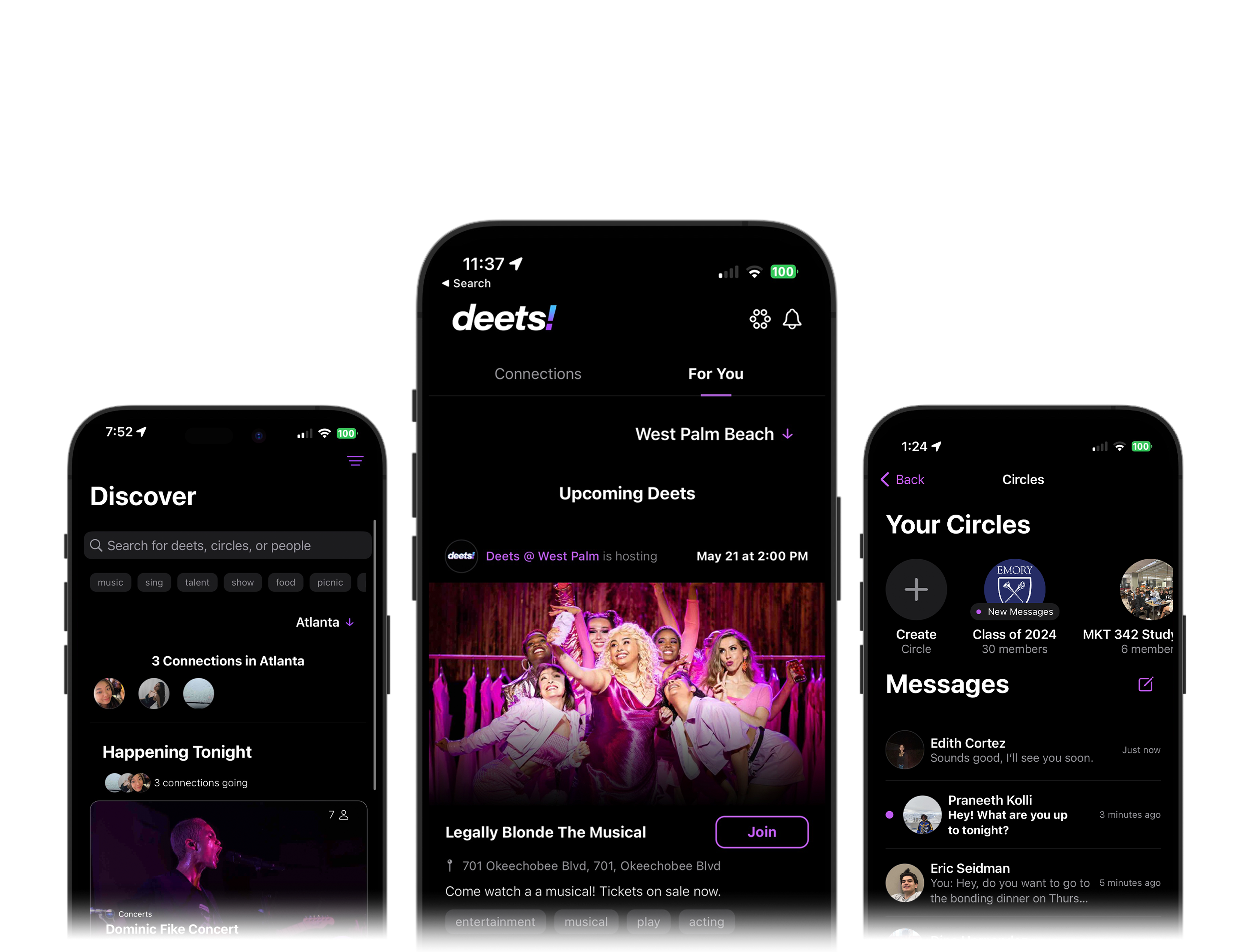 Deets app screenshots